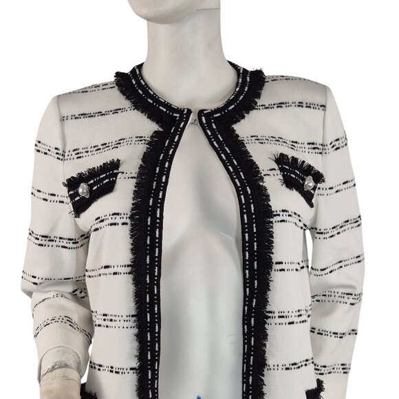 Ming Wang Women's Size XS Striped Blazer Jacket Black White ¾ Sleeve  (42) - Picture 2 of 15